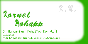 kornel mohapp business card